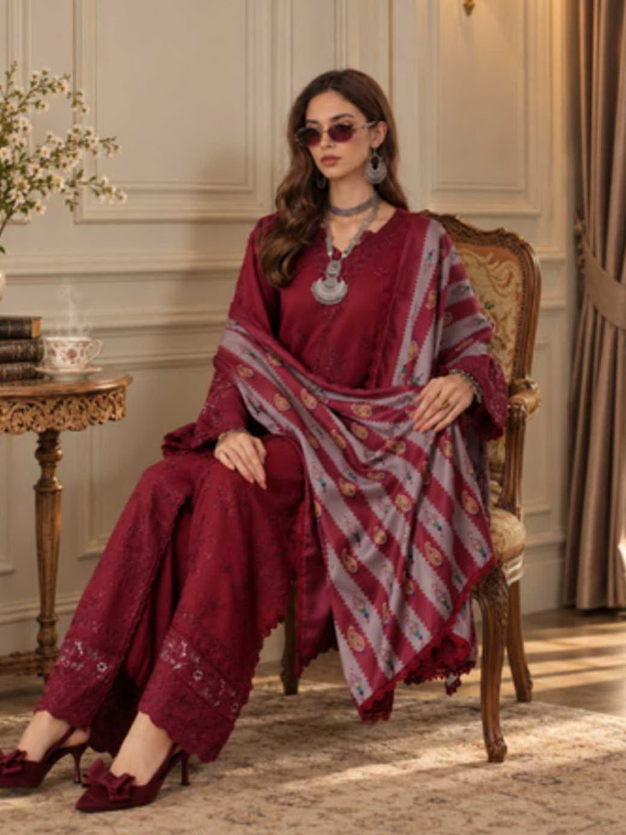 Noor by Saadia Asad Printskhaas Embroidered Linen Unstitched 3Pc Suit D-06A