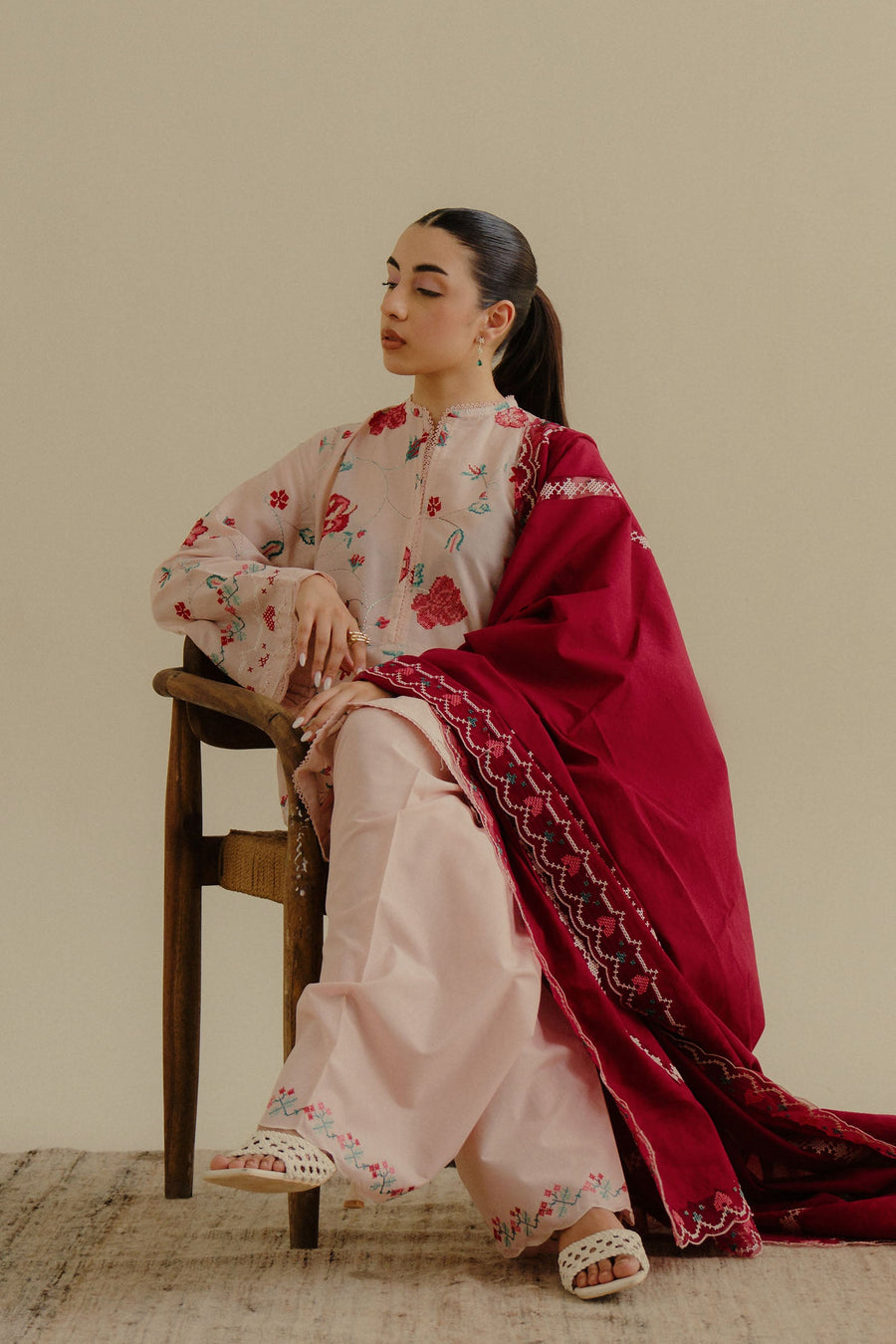 Coco by Zara Shahjahan Embroidered Lawn Unstitched 3Pc Suit 06A-ZUFRA