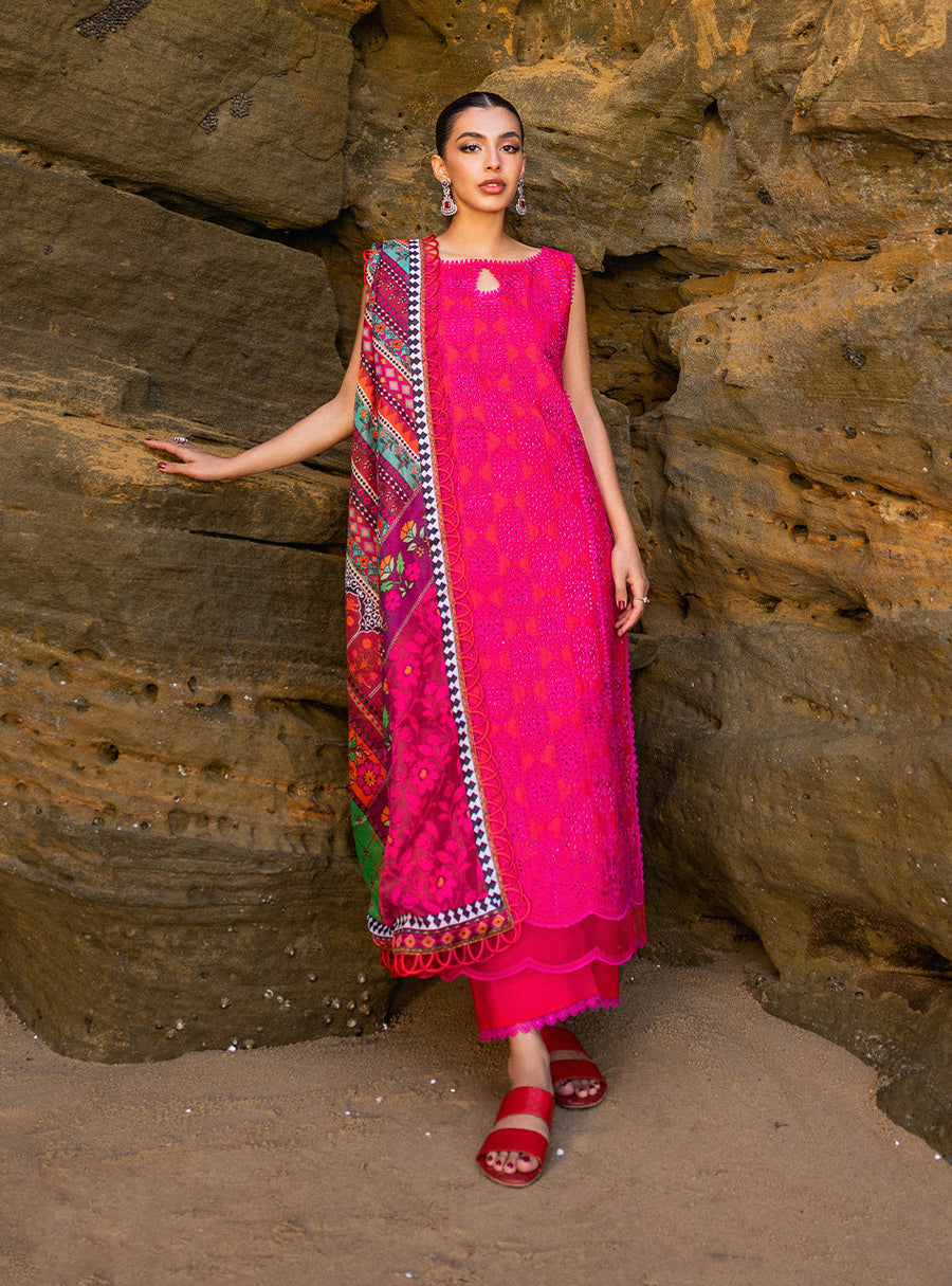 Zainab Chottani Embroidered Chikankari Lawn Unstitched 3Pc Suit D-06B Laali