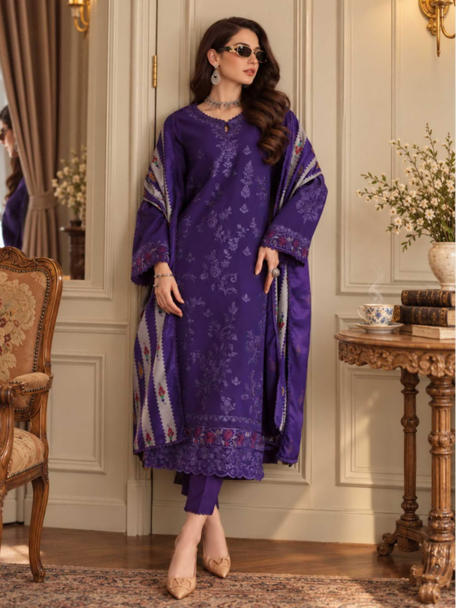 Noor by Saadia Asad Printskhaas Embroidered Linen Unstitched 3Pc Suit D-06B