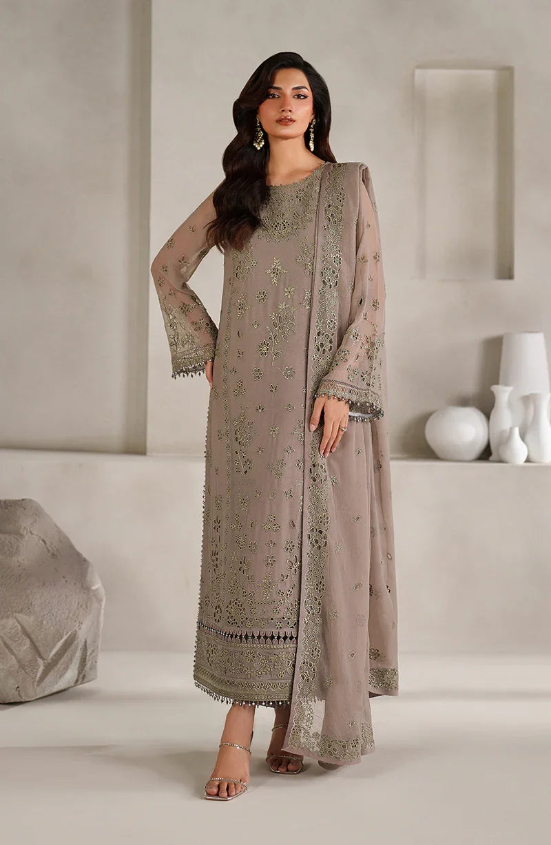 Zarif Muse Thread Embroidered Chiffon Unstitched 3Pc Suit ZE-MT-08 Aabroo