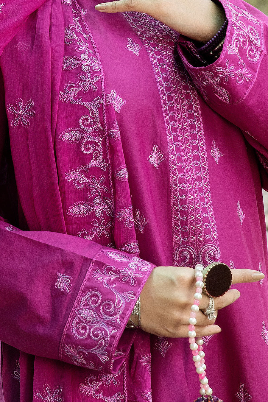 Safwa Clara Premium Embroidered Cotton Lawn Unstitched 3Pc Suit CAA-02