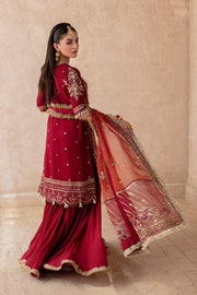 Zarposh Jahanara Festive Embroidered Chiffon Unstitched 3Pc Suit - ROSHAN
