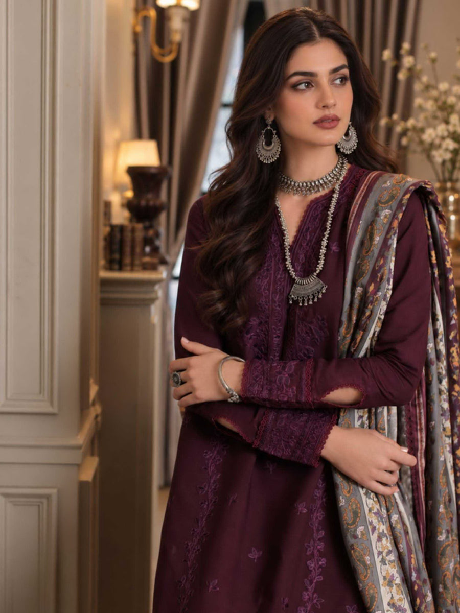 Noor by Saadia Asad Printskhaas Embroidered Linen Unstitched 3Pc Suit D-07B
