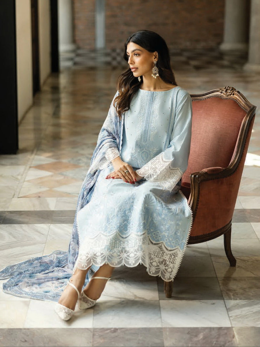 Zainab Chottani Embroidered Chikankari Lawn Unstitched 3Pc Suit D-07B Liyah