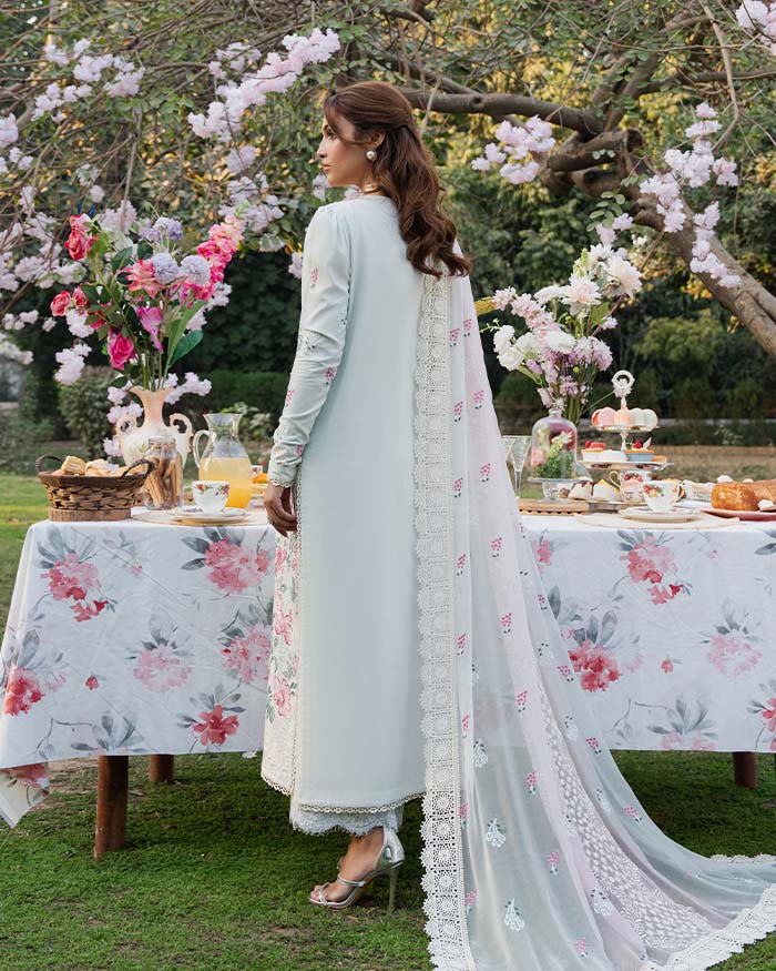 Zevk Flora Festive Embroidered Lawn Unstitched 3Pc Suit - JASMINE