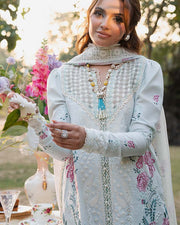 Zevk Flora Festive Embroidered Lawn Unstitched 3Pc Suit - JASMINE