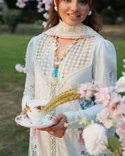 Zevk Flora Festive Embroidered Lawn Unstitched 3Pc Suit - JASMINE