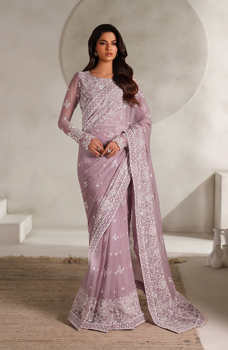 Zarif Muse Thread Embroidered Chiffon Unstitched Saree ZE-MT-05 Niora