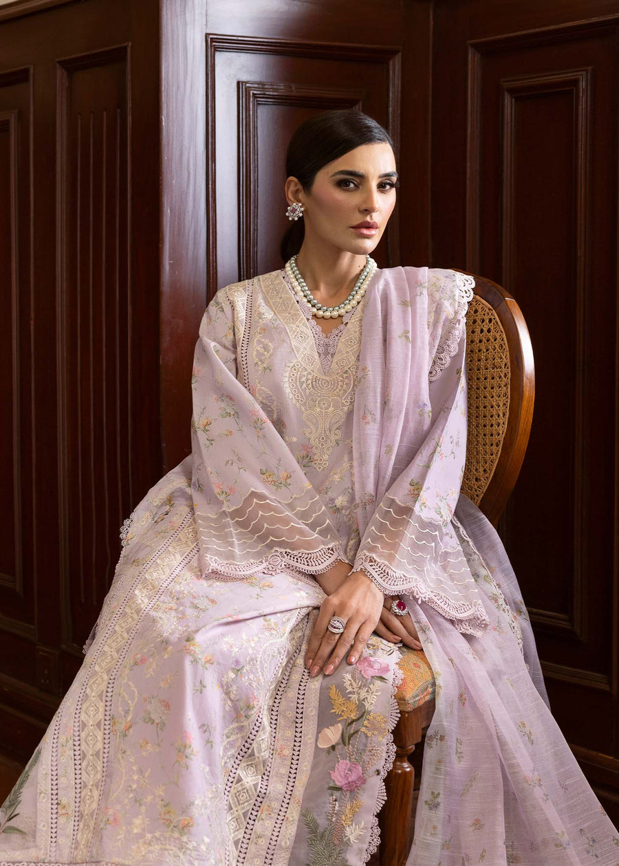 Saira Shakira Bloom Unstitched Lawn 3Pc Suit SS-25-08A SWEET OPEL