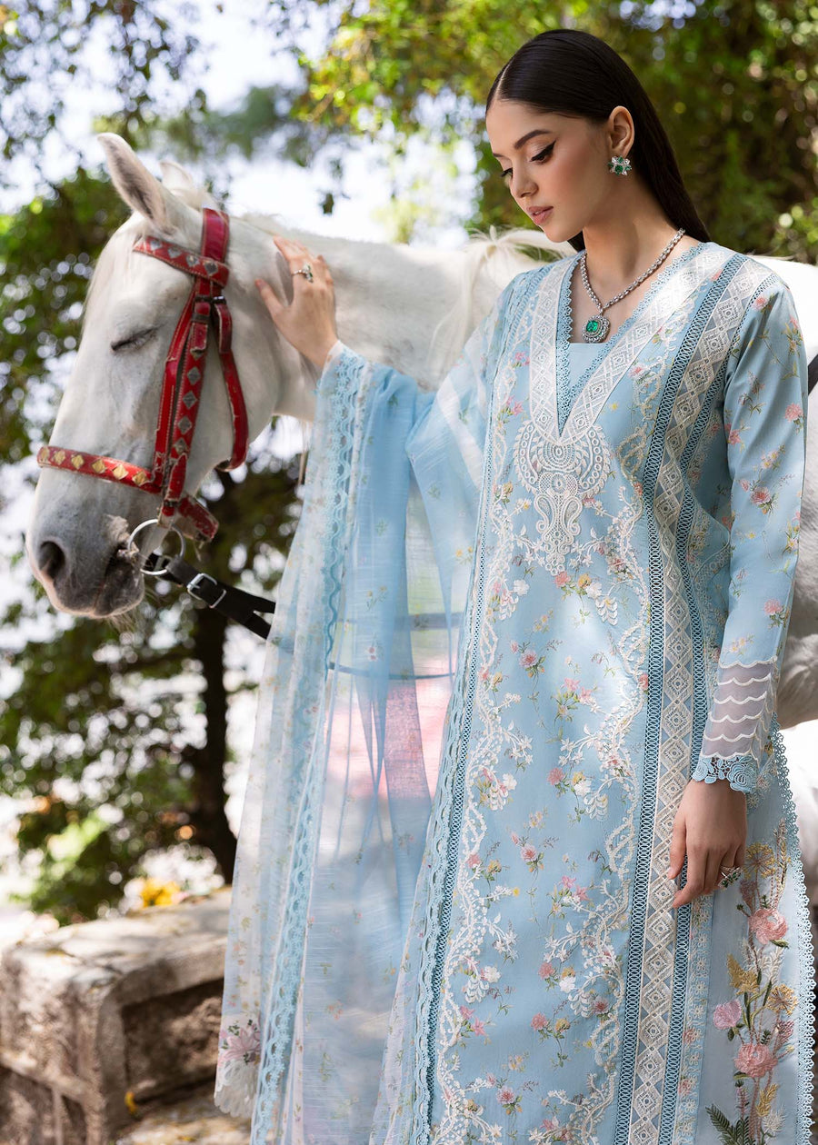 Saira Shakira Bloom Unstitched Lawn 3Pc Suit SS-25-08B SWEET OPEL