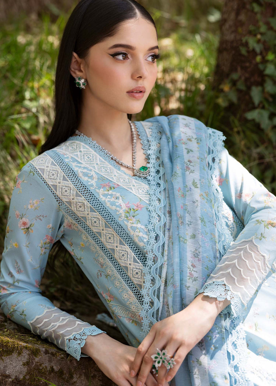 Saira Shakira Bloom Unstitched Lawn 3Pc Suit SS-25-08B SWEET OPEL