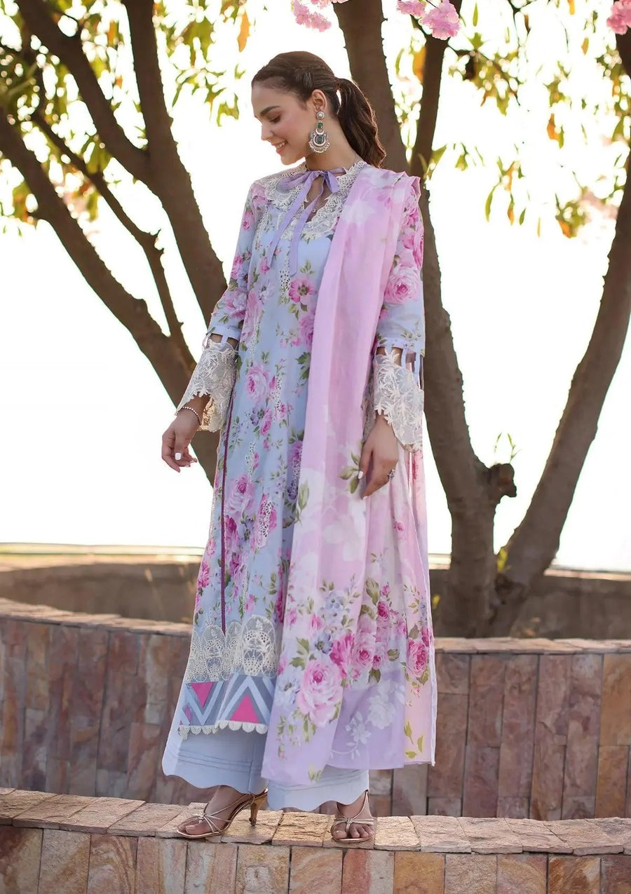 Another front image of beautifull OCEAN BLOSSOMS from ELAF's "PRINT CHIKANKARI" 2024 Collection.