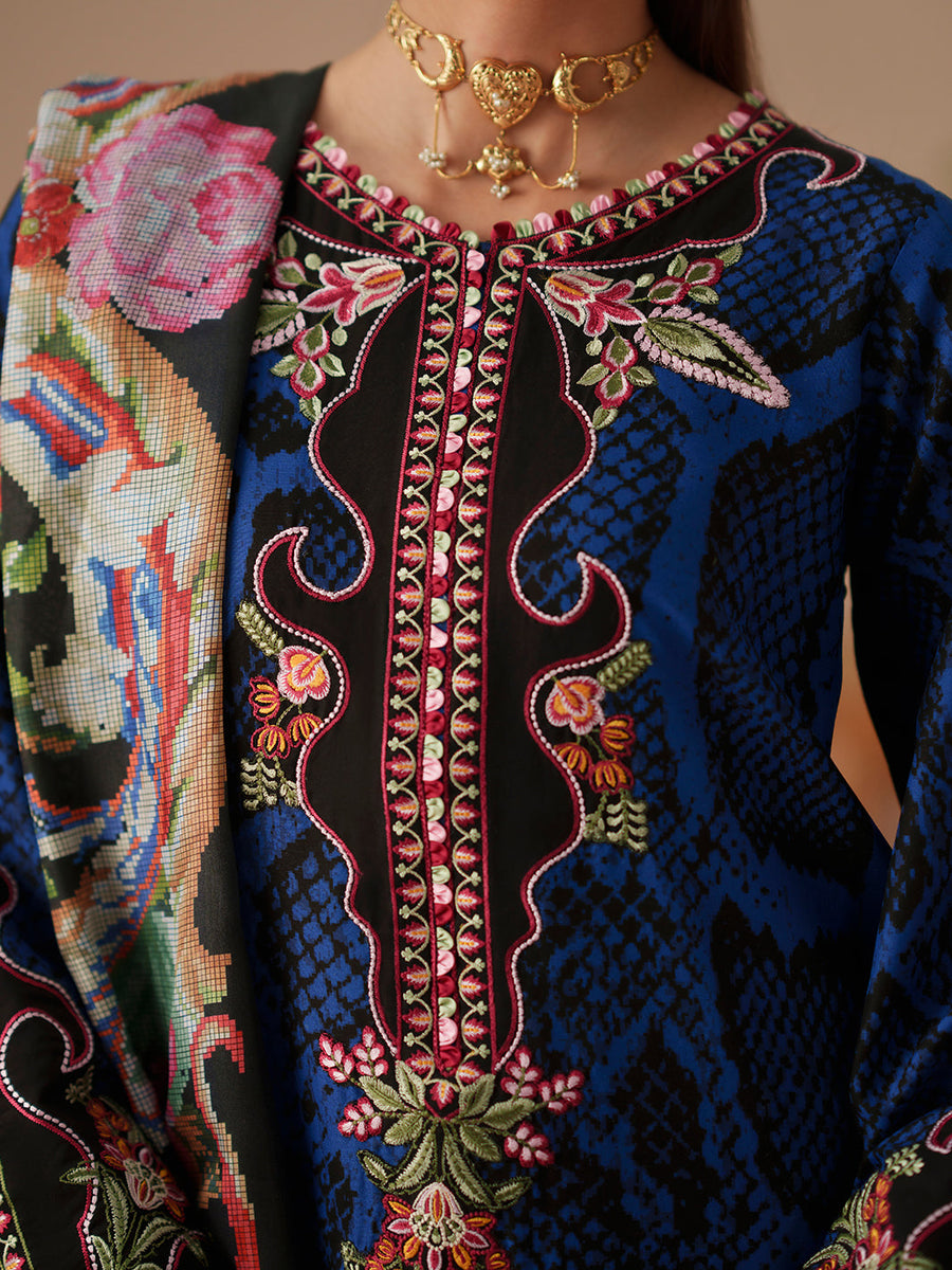 Bin Ilyas Jojo Summer Embroidered Lawn Unstitched 3Pc Suit D-83B