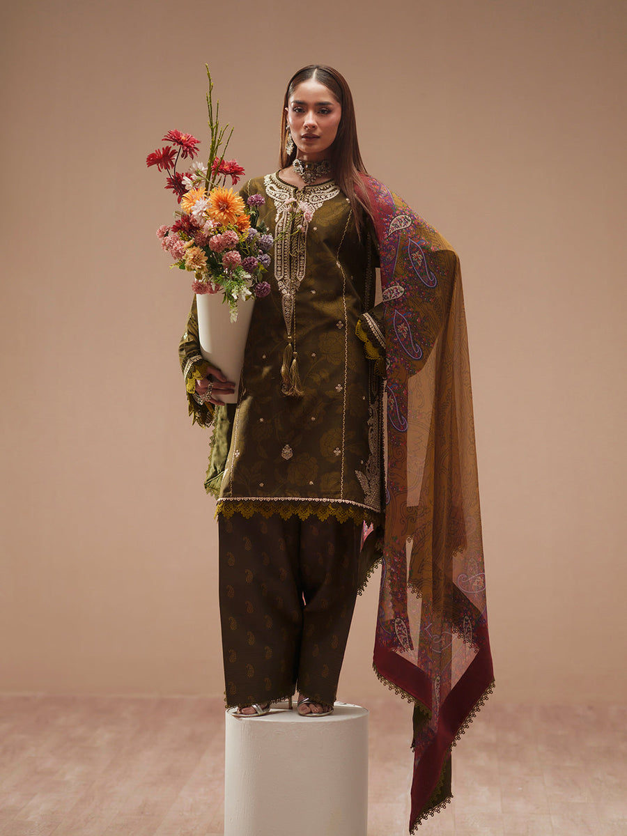 Bin Ilyas Jojo Summer Embroidered Lawn Unstitched 3Pc Suit D-84A