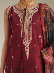 Bin Ilyas Jojo Summer Embroidered Lawn Unstitched 3Pc Suit D-84B