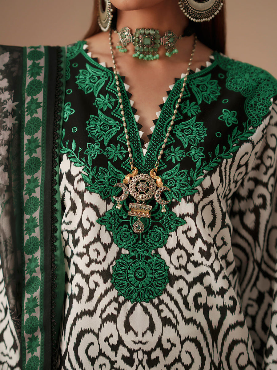 Bin Ilyas Jojo Summer Embroidered Lawn Unstitched 3Pc Suit D-85A