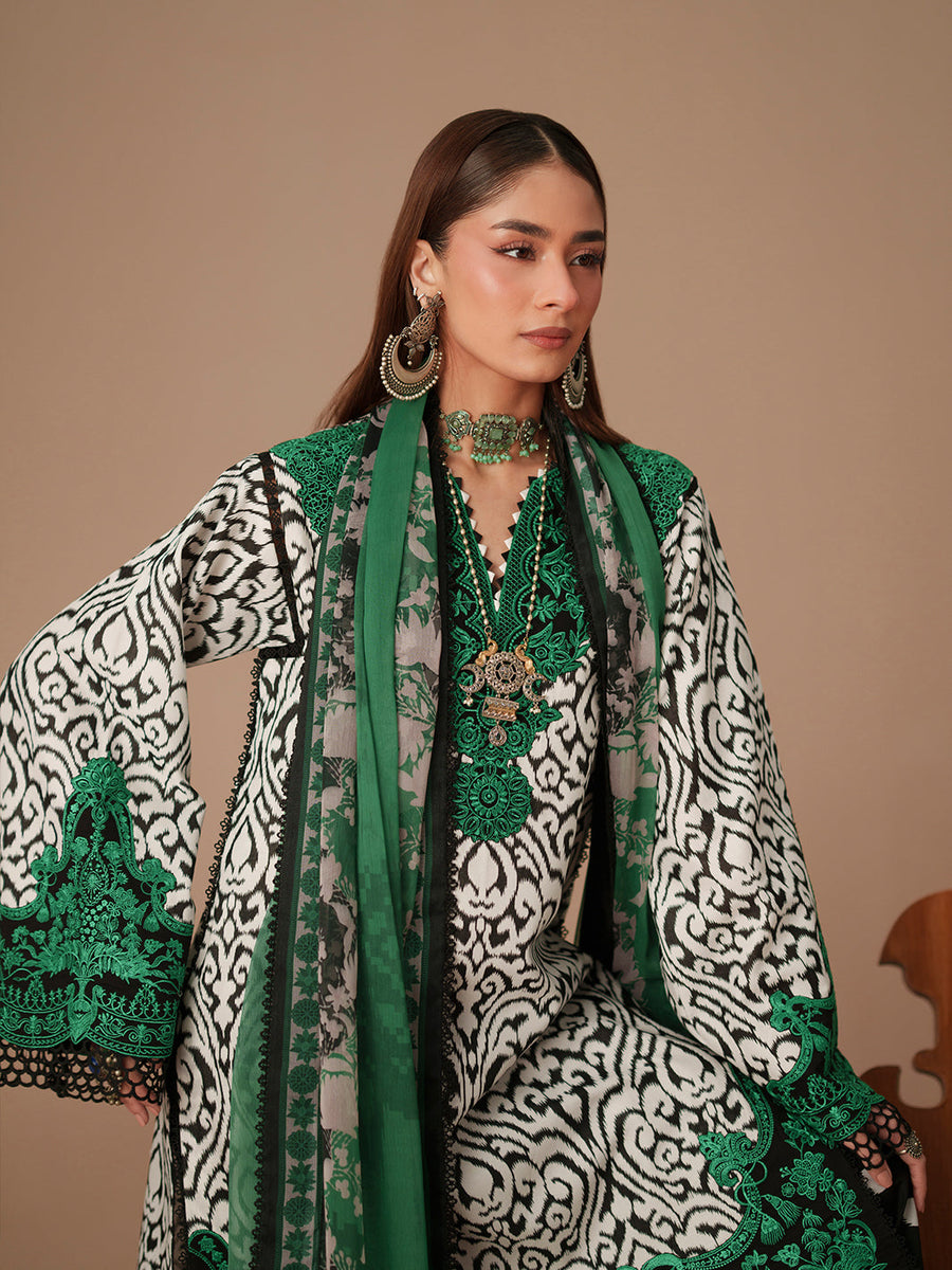 Bin Ilyas Jojo Summer Embroidered Lawn Unstitched 3Pc Suit D-85A