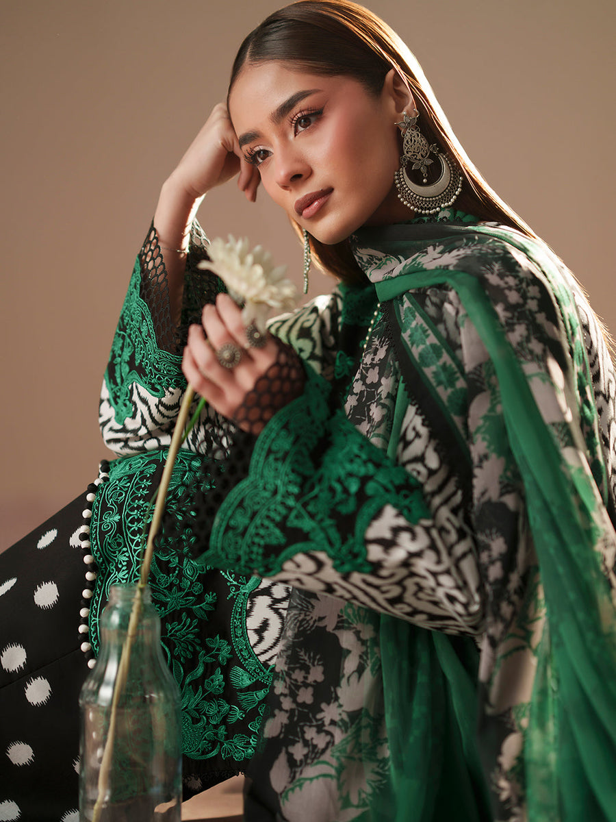 Bin Ilyas Jojo Summer Embroidered Lawn Unstitched 3Pc Suit D-85A