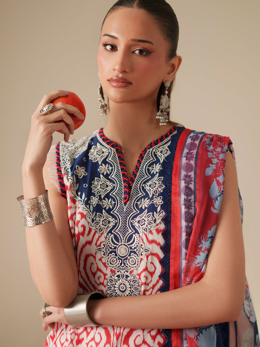 Bin Ilyas Jojo Summer Embroidered Lawn Unstitched 3Pc Suit D-85B
