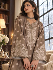 Noor by Saadia Asad Printskhaas Embroidered Linen Unstitched 3Pc Suit D-08A