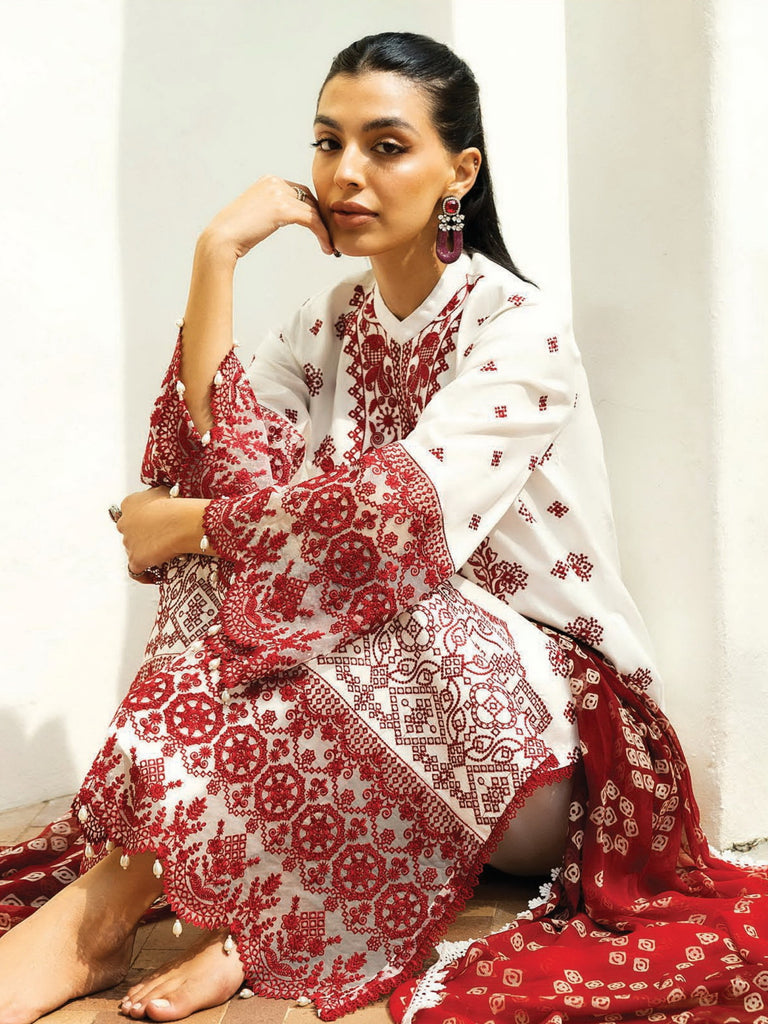Zainab Chottani Embroidered Chikankari Lawn Unstitched 3 Piece Suit - 7B Baroque Twist main image 1