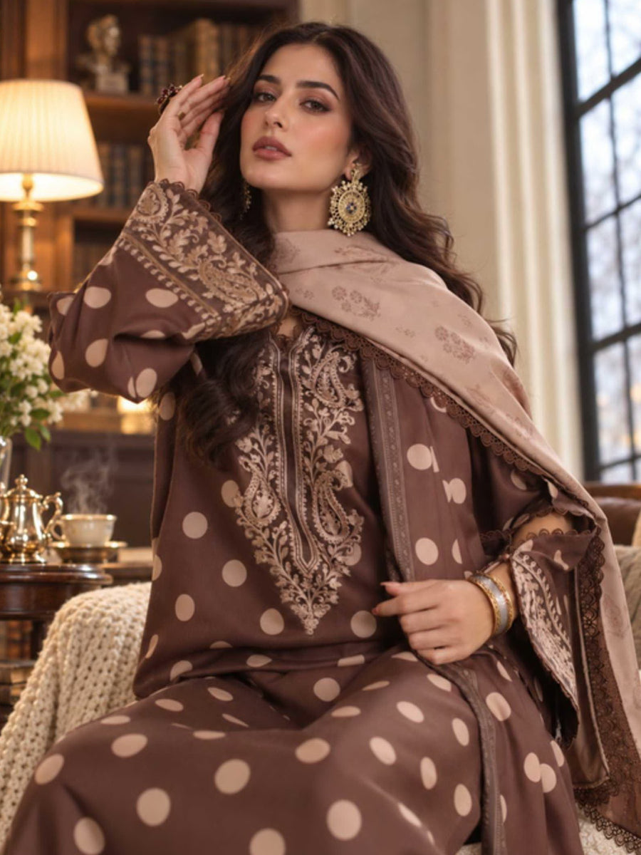 Noor by Saadia Asad Printskhaas Embroidered Linen Unstitched 3Pc Suit D-08B