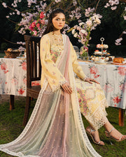 Zevk Flora Festive Embroidered Lawn Unstitched 3Pc Suit - LIME