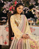 Zevk Flora Festive Embroidered Lawn Unstitched 3Pc Suit - LIME