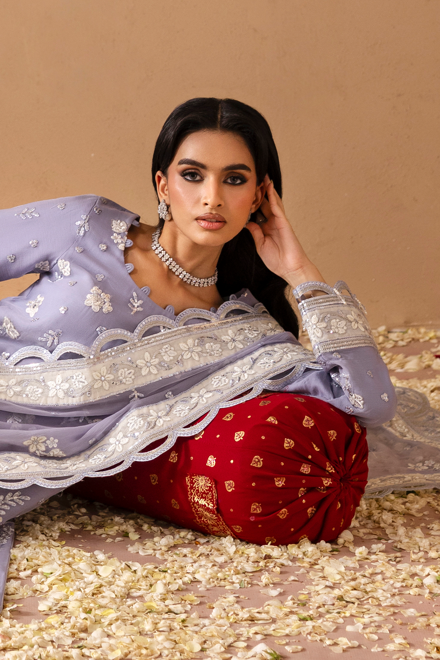 Emaan Adeel Sheherzadi Embroidered Chiffon Unstitched 3Pc Suit - SAHARSH