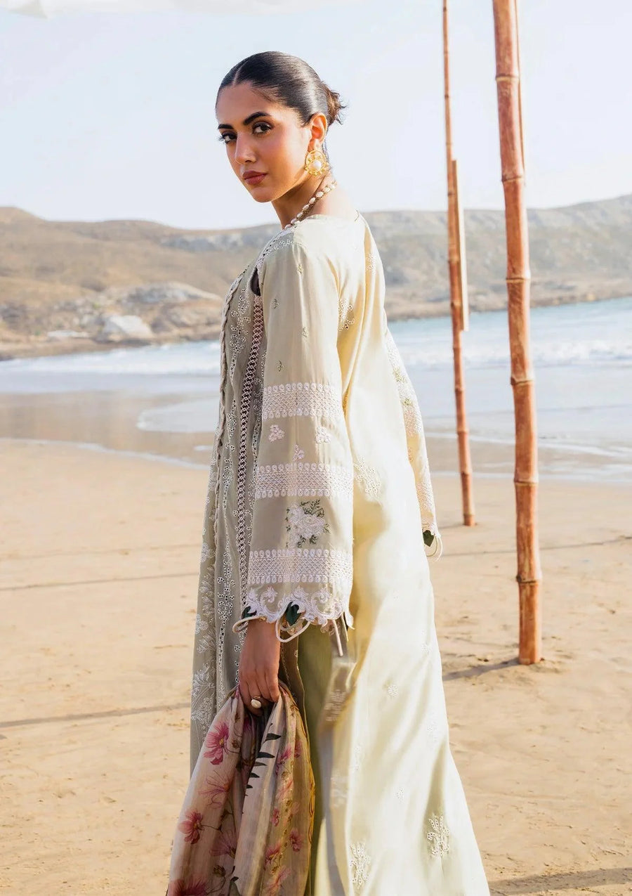 Close up of Pur Shokh Schiffli Lawn Sleeves from ELAF's 'HAI KUCH' Festive Lawn 2024 Collection.