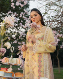 Zevk Flora Festive Embroidered Lawn Unstitched 3Pc Suit - LIME