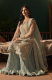 Fabiha Fatima Mehar-o-Maah Embroidered Net Unstitched 3Pc Suit - AQUAMARINE