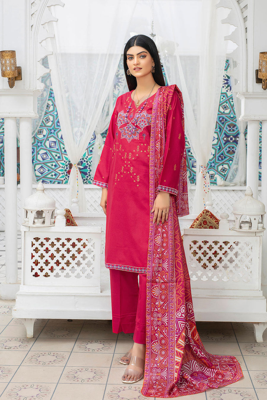 Safwa Embroidered Lawn Pret 3Pc Suit 3P-EMB-112