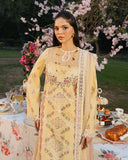 Zevk Flora Festive Embroidered Lawn Unstitched 3Pc Suit - LIME