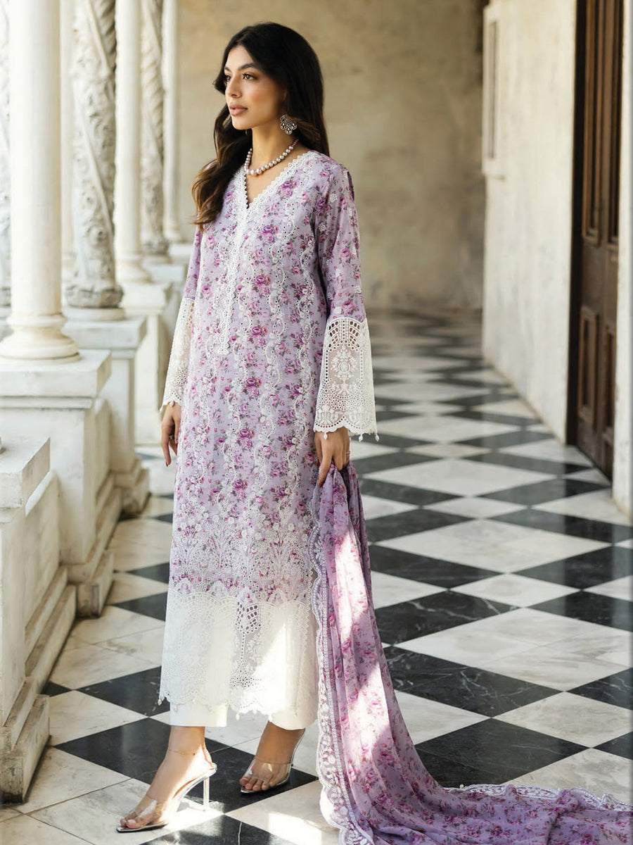 Zainab Chottani Embroidered Chikankari Lawn Unstitched 3Pc Suit D-09B Lamia