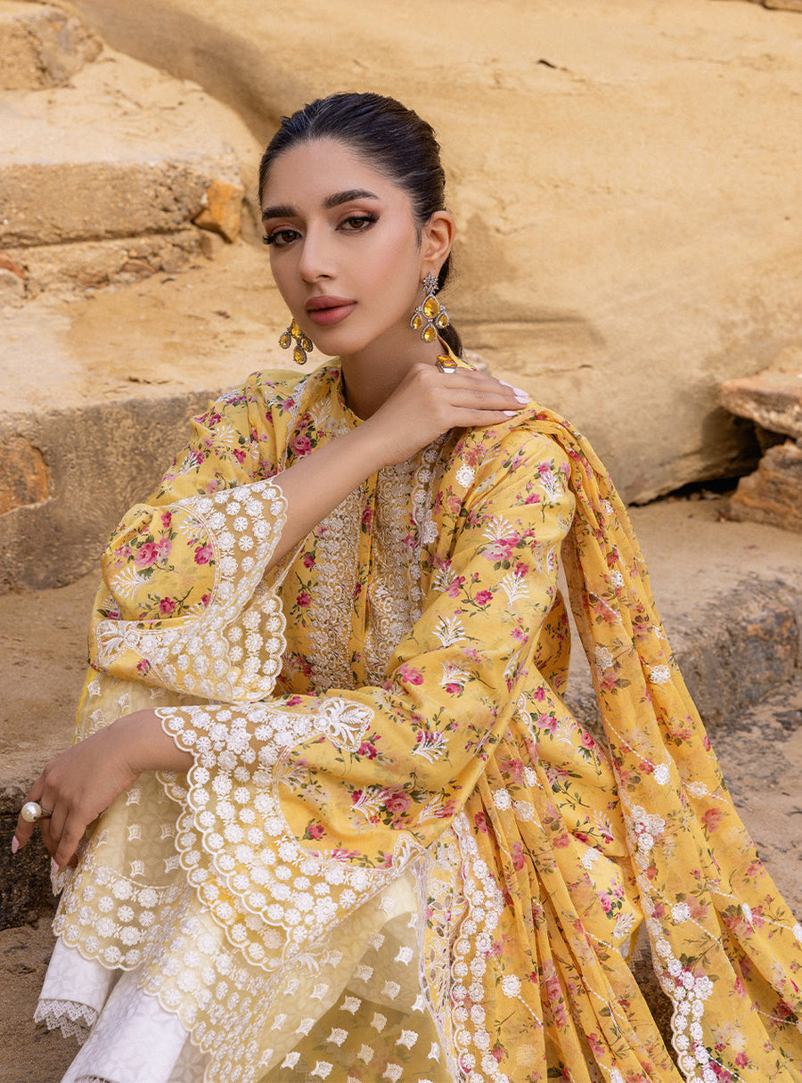 Zainab Chottani Embroidered Chikankari Lawn Unstitched 3Pc Suit D-09B Esme