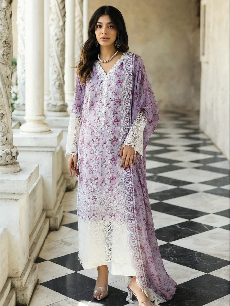 Zainab Chottani Embroidered Chikankari Lawn Unstitched 3Pc Suit D-09B Lamia
