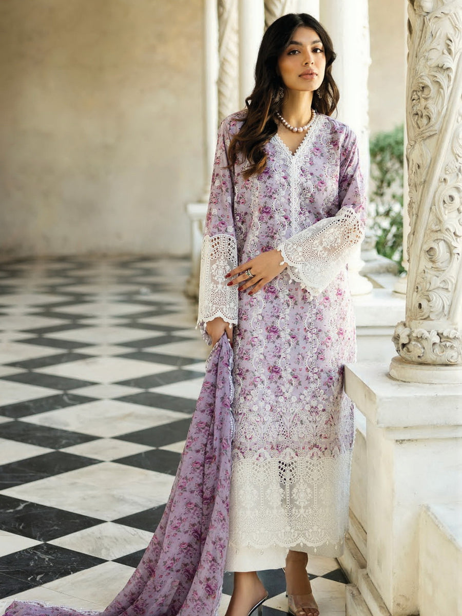 Zainab Chottani Embroidered Chikankari Lawn Unstitched 3Pc Suit D-09B Lamia