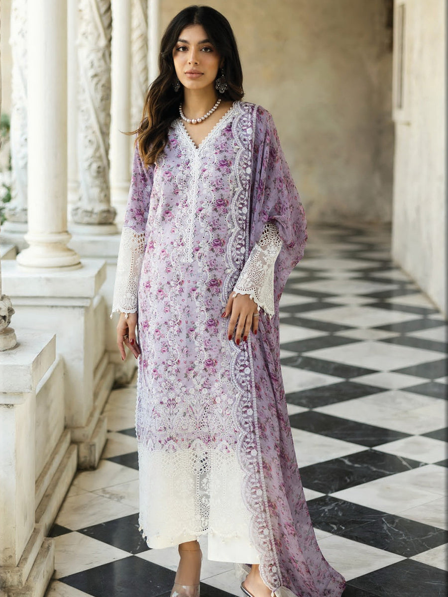 Zainab Chottani Embroidered Chikankari Lawn Unstitched 3Pc Suit D-09B Lamia
