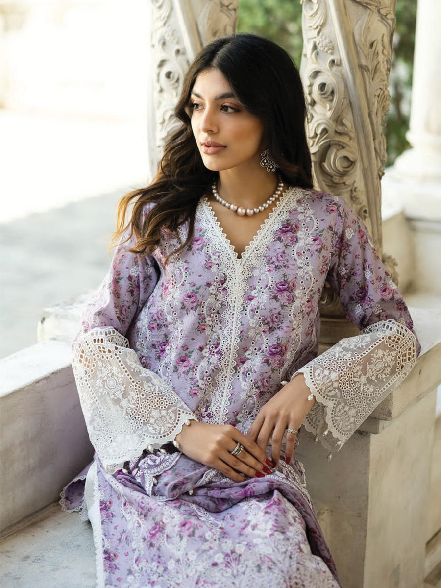 Zainab Chottani Embroidered Chikankari Lawn Unstitched 3Pc Suit D-09B Lamia