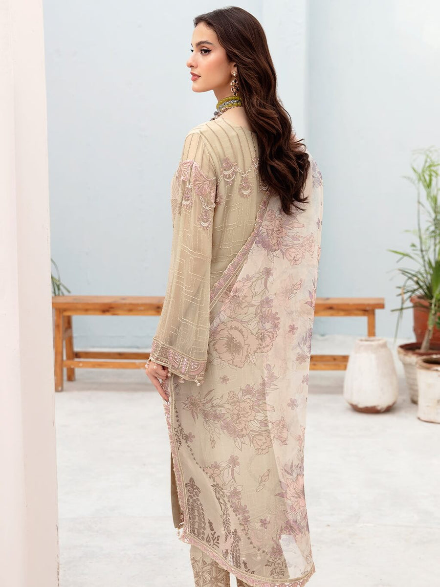 Ramsha Chevron Vol-07 Embroidered Chiffon Unstitched 3Pc Suit A-701