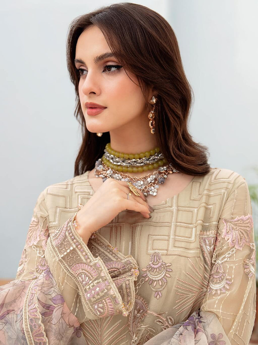 Ramsha Chevron Vol-07 Embroidered Chiffon Unstitched 3Pc Suit A-701
