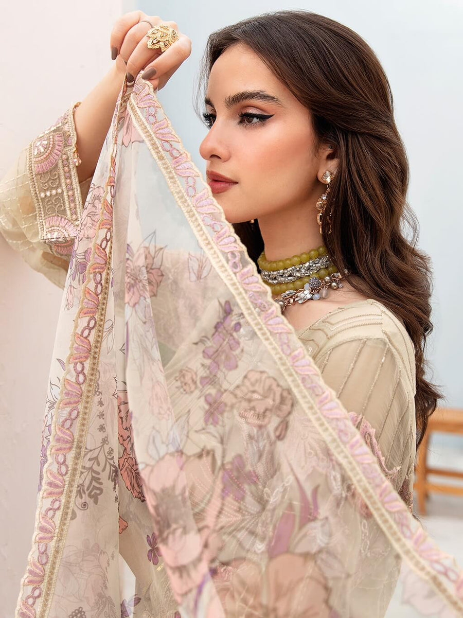 Ramsha Chevron Vol-07 Embroidered Chiffon Unstitched 3Pc Suit A-701