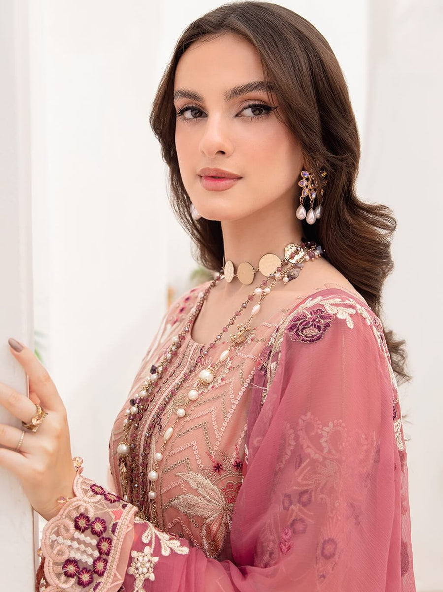 Ramsha Chevron Vol-07 Embroidered Chiffon Unstitched 3Pc Suit A-702