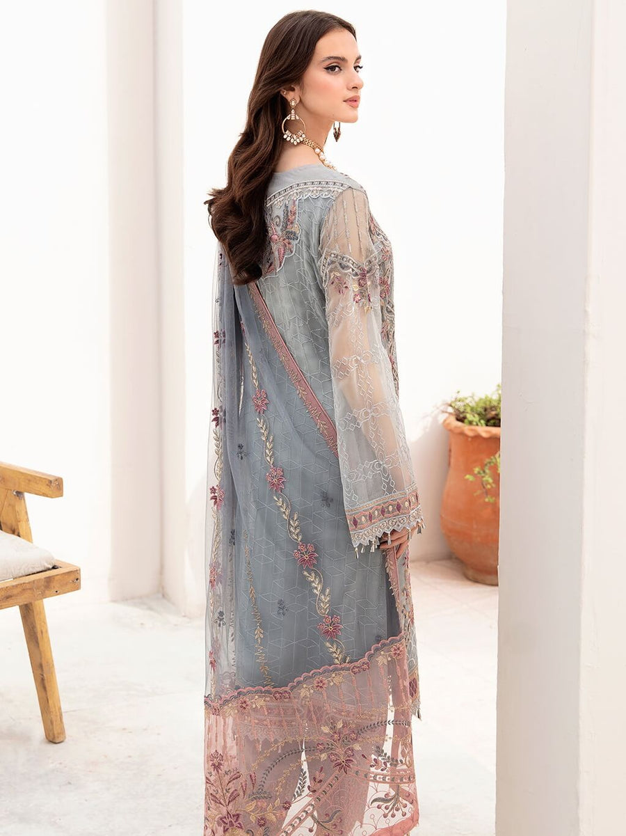 Ramsha Chevron Vol-07 Embroidered Chiffon Unstitched 3Pc Suit A-703