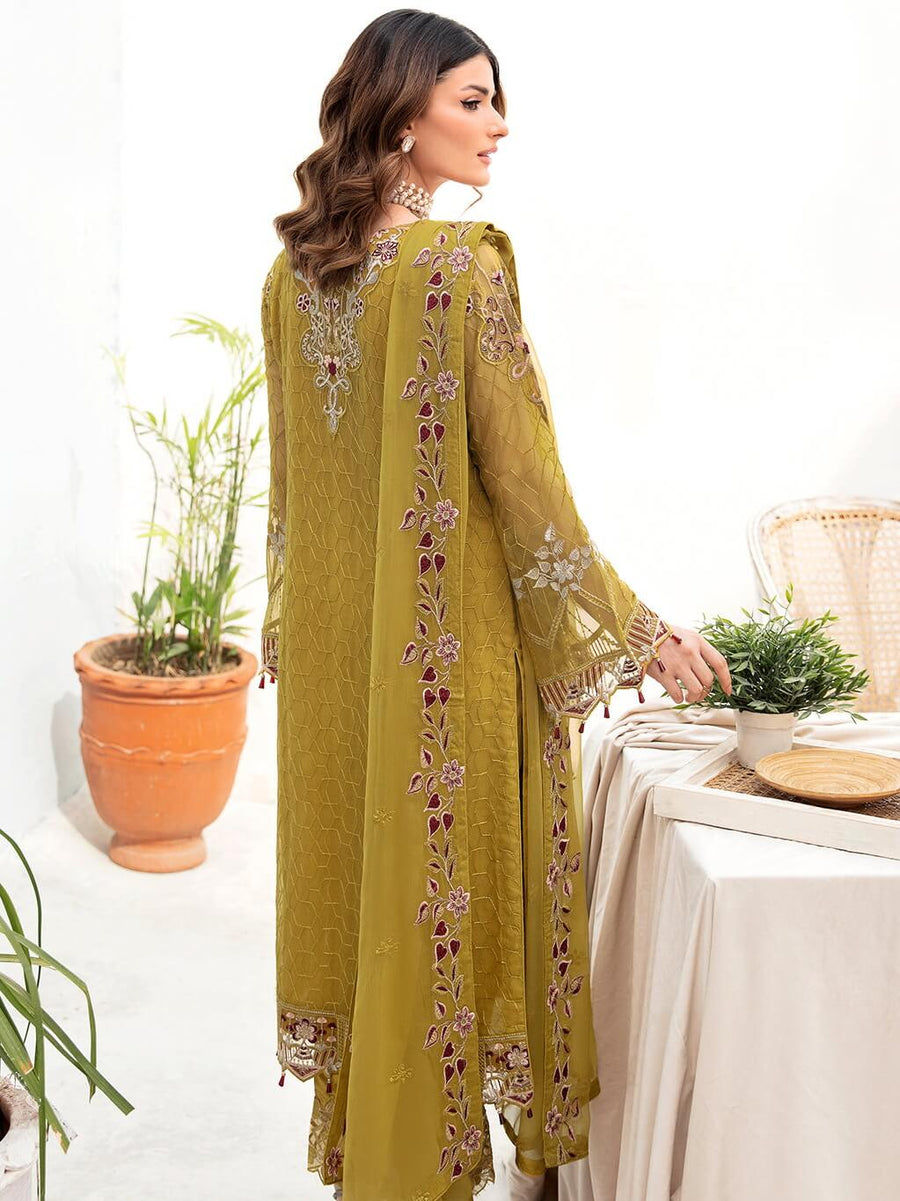 Ramsha Chevron Vol-07 Embroidered Chiffon Unstitched 3Pc Suit A-706