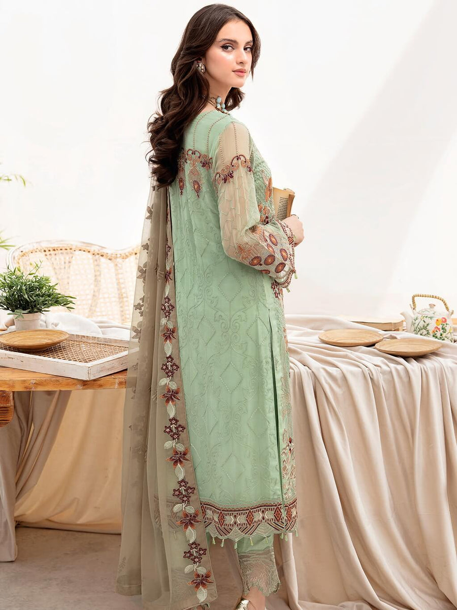 Ramsha Chevron Vol-07 Embroidered Chiffon Unstitched 3Pc Suit A-710