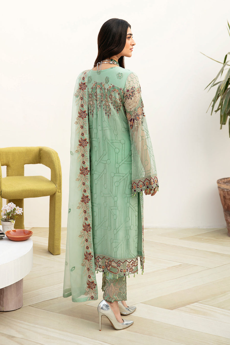 Ramsha Chevron Vol-08 Embroidered Chiffon Unstitched 3Pc Suit A-804