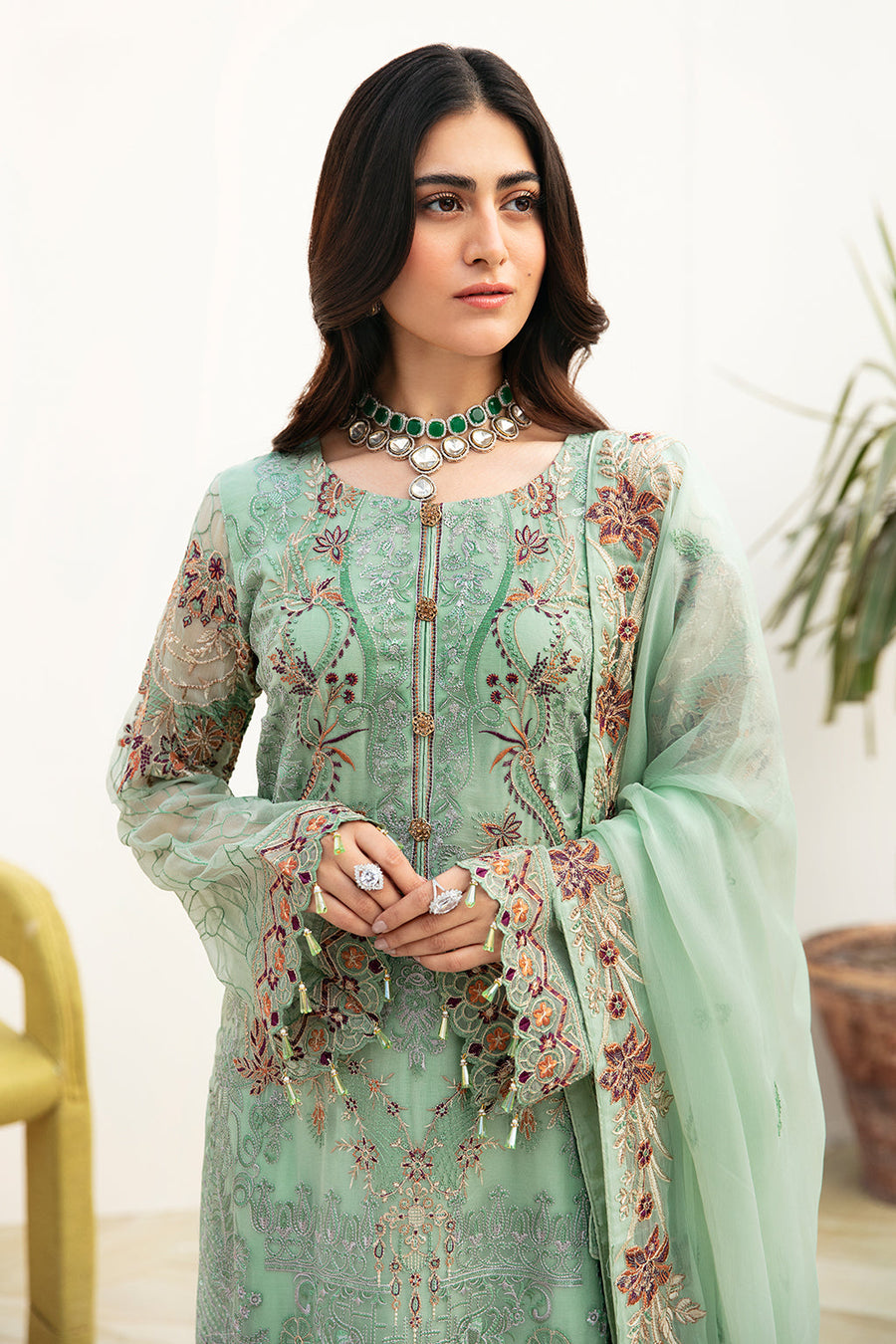 Ramsha Chevron Vol-08 Embroidered Chiffon Unstitched 3Pc Suit A-804